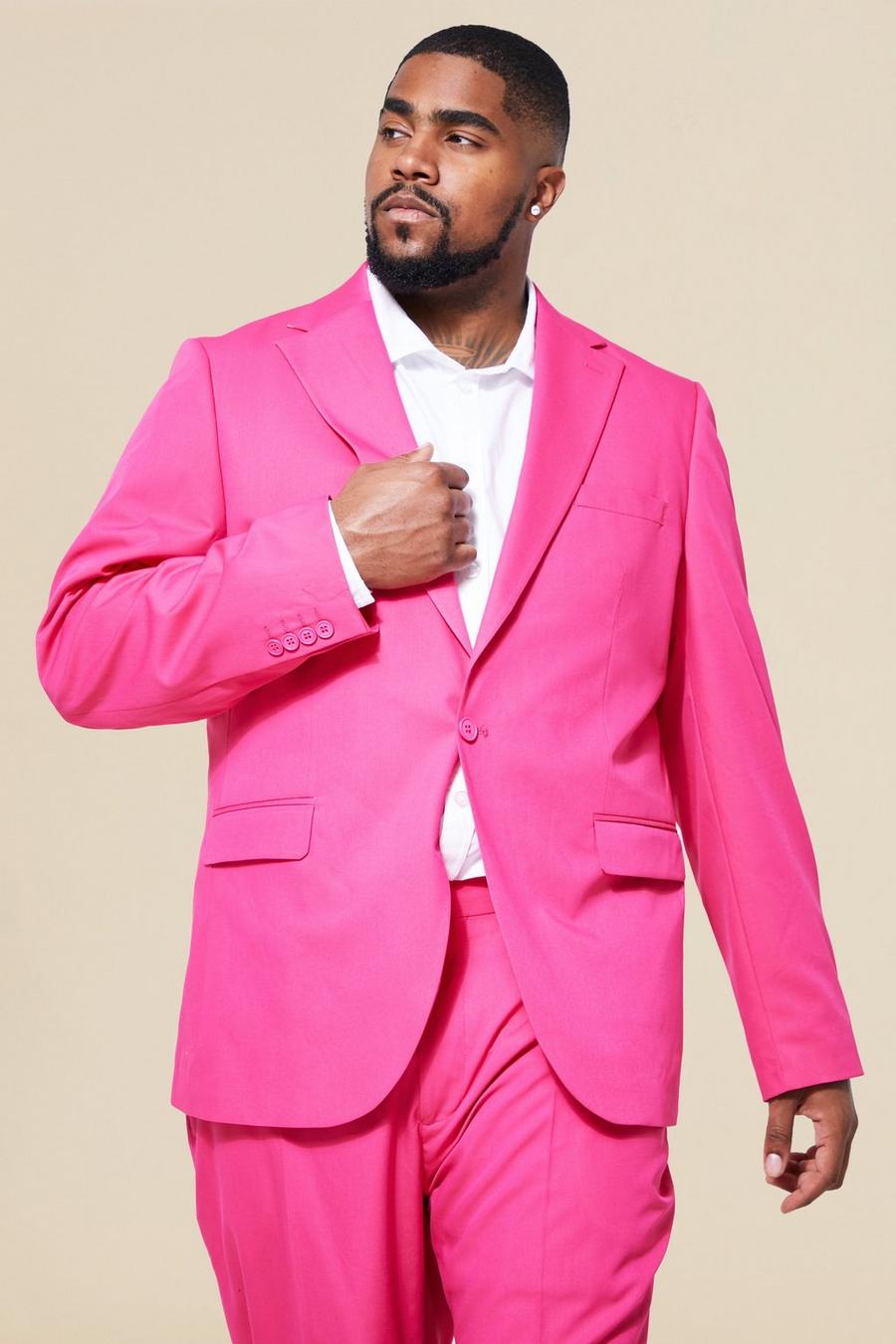 Plus einreihige Slim-Anzugjacke, Pink image number 1