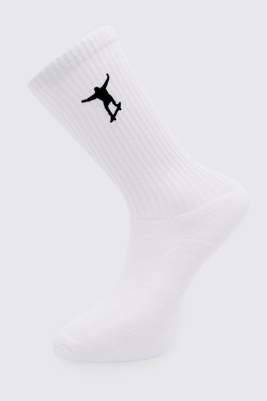 White 1 Pack Embroidered Skater Sock image number 1