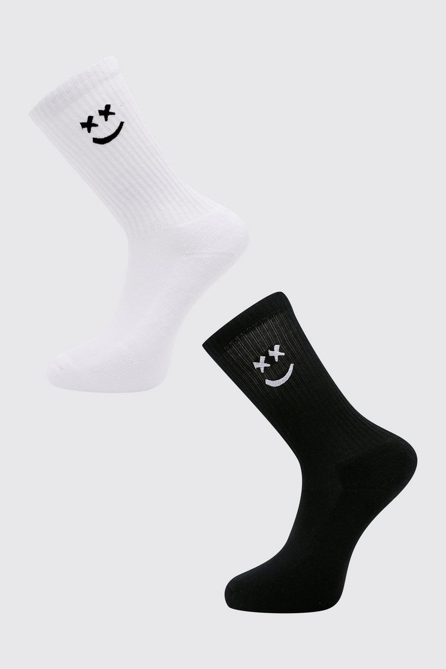 Multi 2 Pack Embroidered X Face Socks image number 1