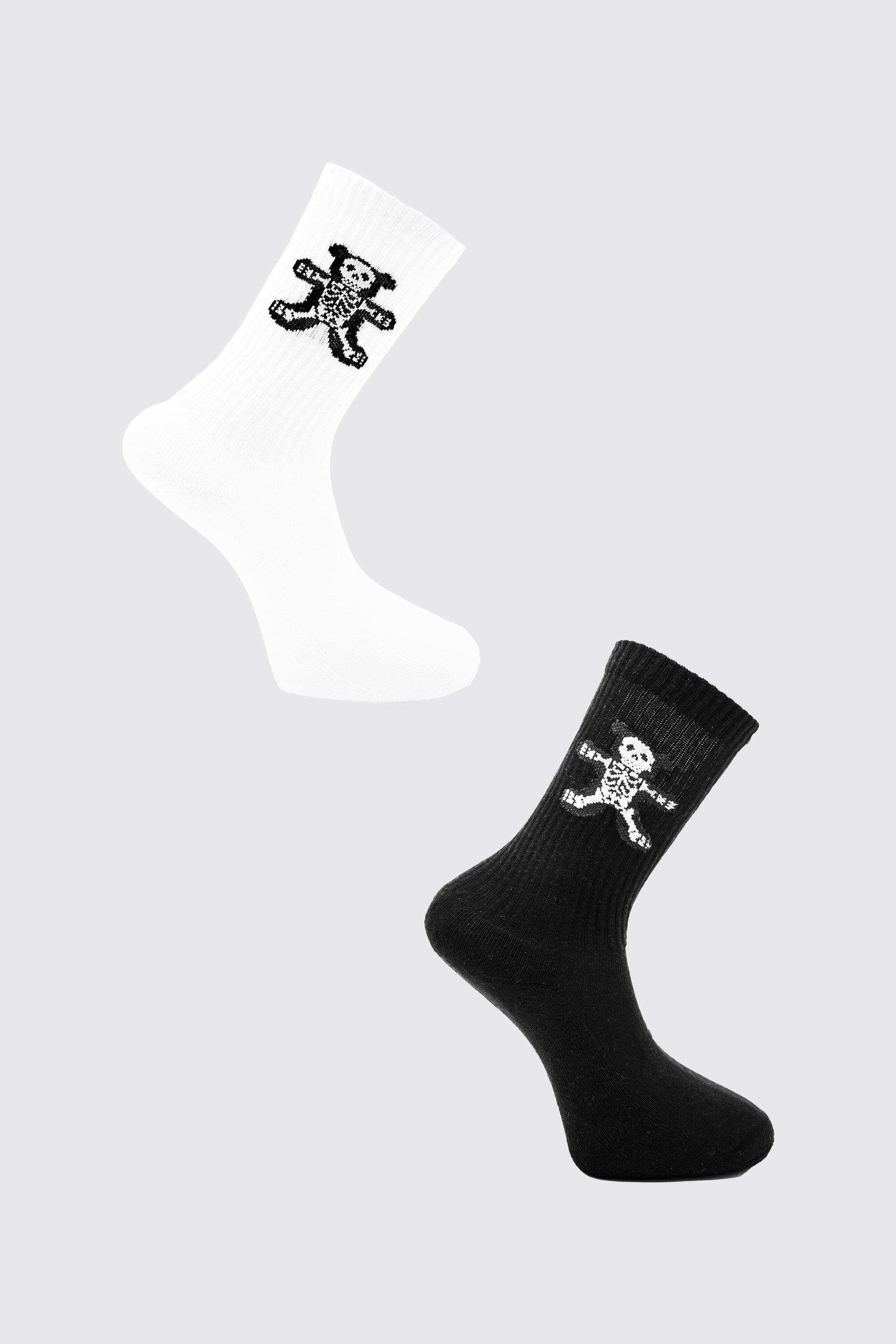 2 Pack Skeleton Teddy Socks