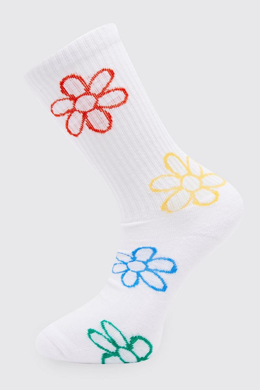 White 1 Pack Flower Sock image number 1