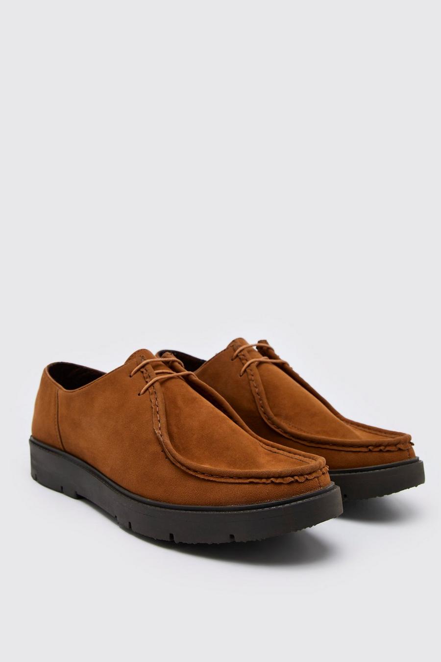 Chaussures derby en faux daim, Tan brown