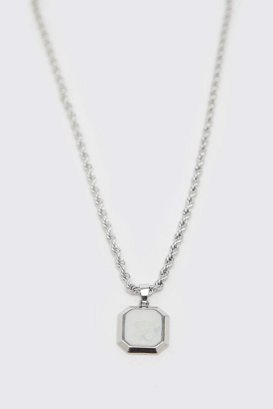 Silver Pendant Square Pendant Necklace image number 1