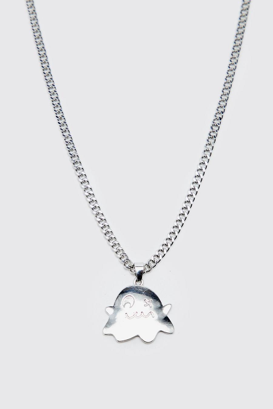 Silver Ghost Pendant Necklace image number 1