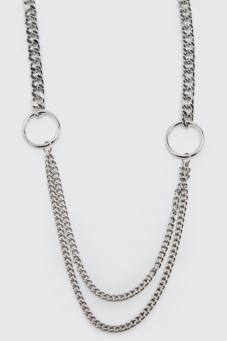 Silver 2 In 1 Necklace And Jeans Chain
