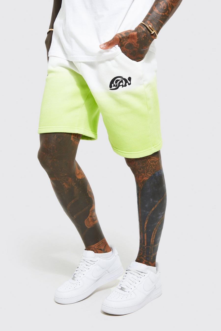 Lime Loose Fit Man Ombre Jersey Shorts image number 1