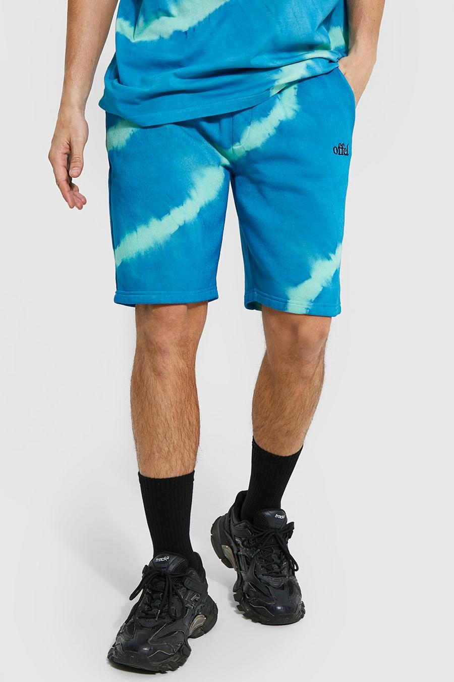 Blue Slim Fit Mid Offcl Tie Dye Jersey Shorts image number 1