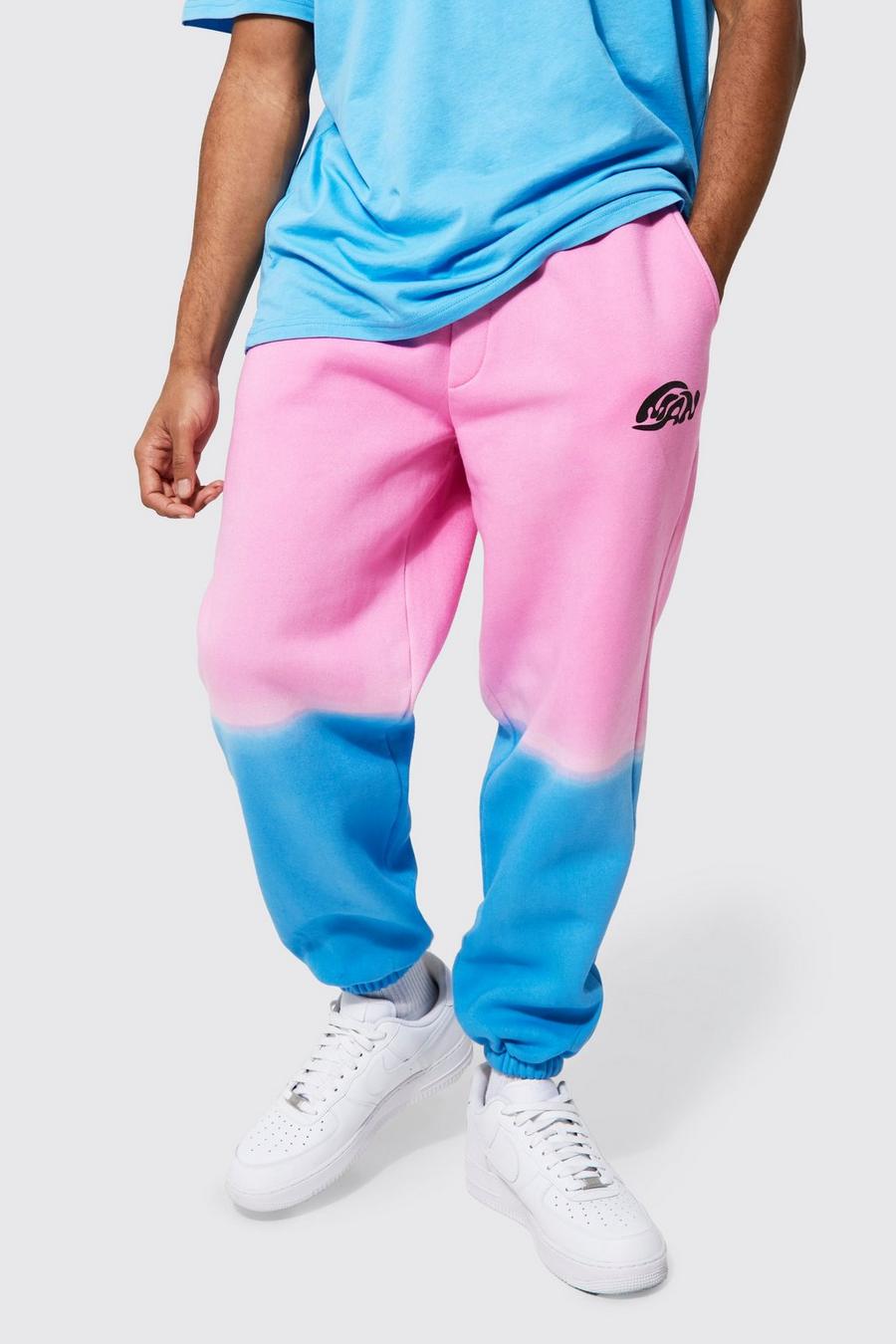 Pink Oversized Fit Man Ombre Joggers image number 1