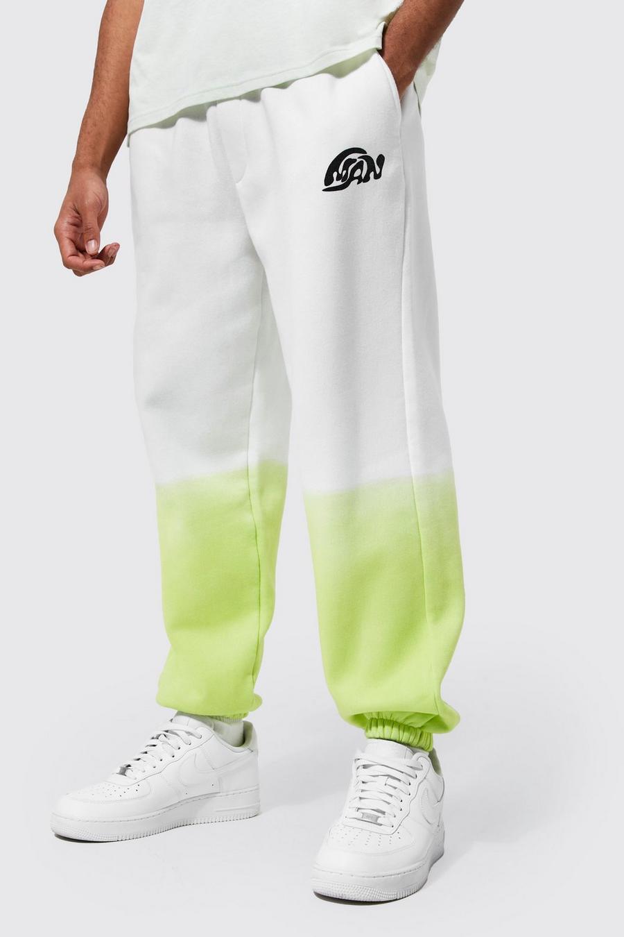 Lime grön Oversized Fit Man Ombre Joggers image number 1