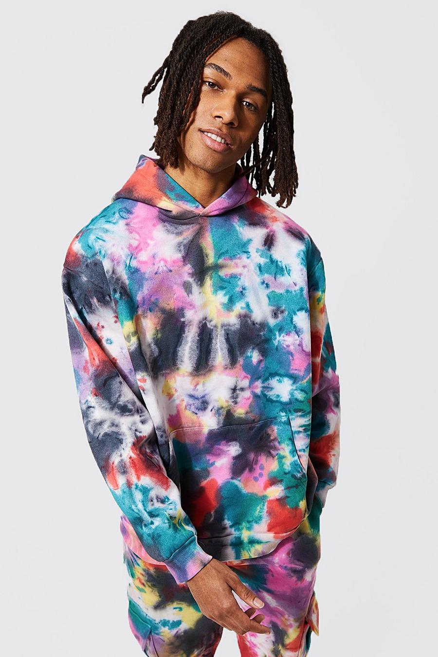 Multi Oversize batikmönstrad hoodie image number 1