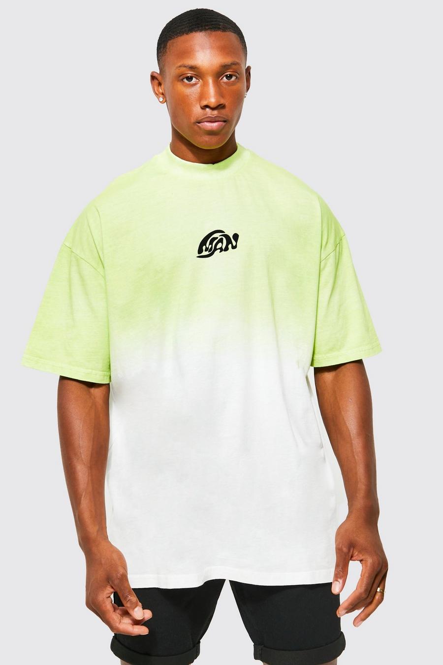 Oversize Man T-Shirt mit Farbverlauf, Lime image number 1