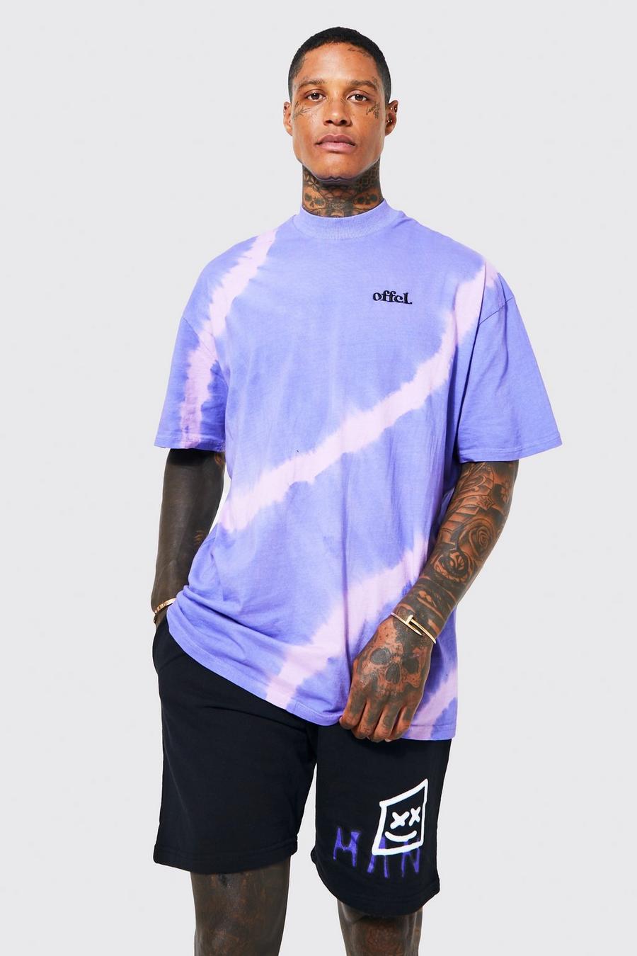 Purple violet Oversized Offcl Tie Dye Extended Neck T-shirt image number 1