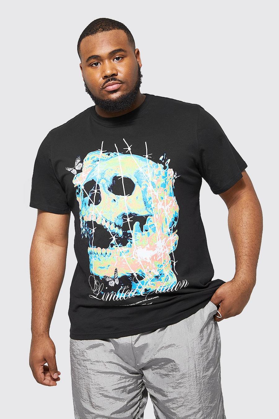 Black Plus Skull Heat Print T-shirt image number 1