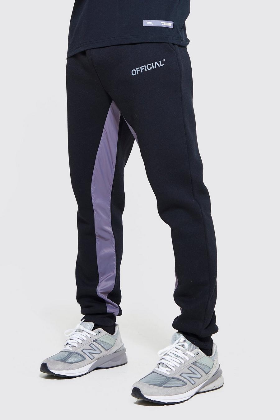 Slim-Fit Official Jogginghose mit Nylon-Einsatz, Black schwarz
