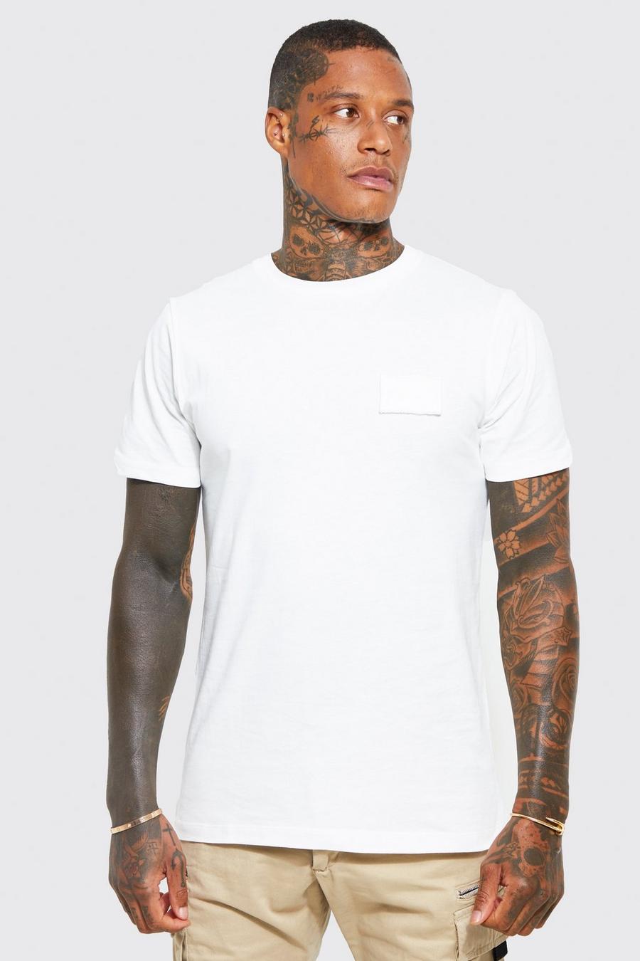 Ecru white Slim Fit Distressed Badge T-shirt image number 1