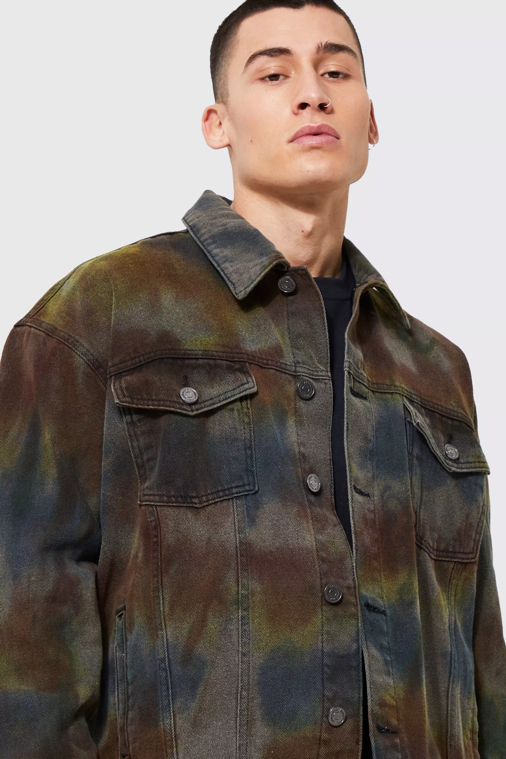 Tie dye denim jacket hot sale mens