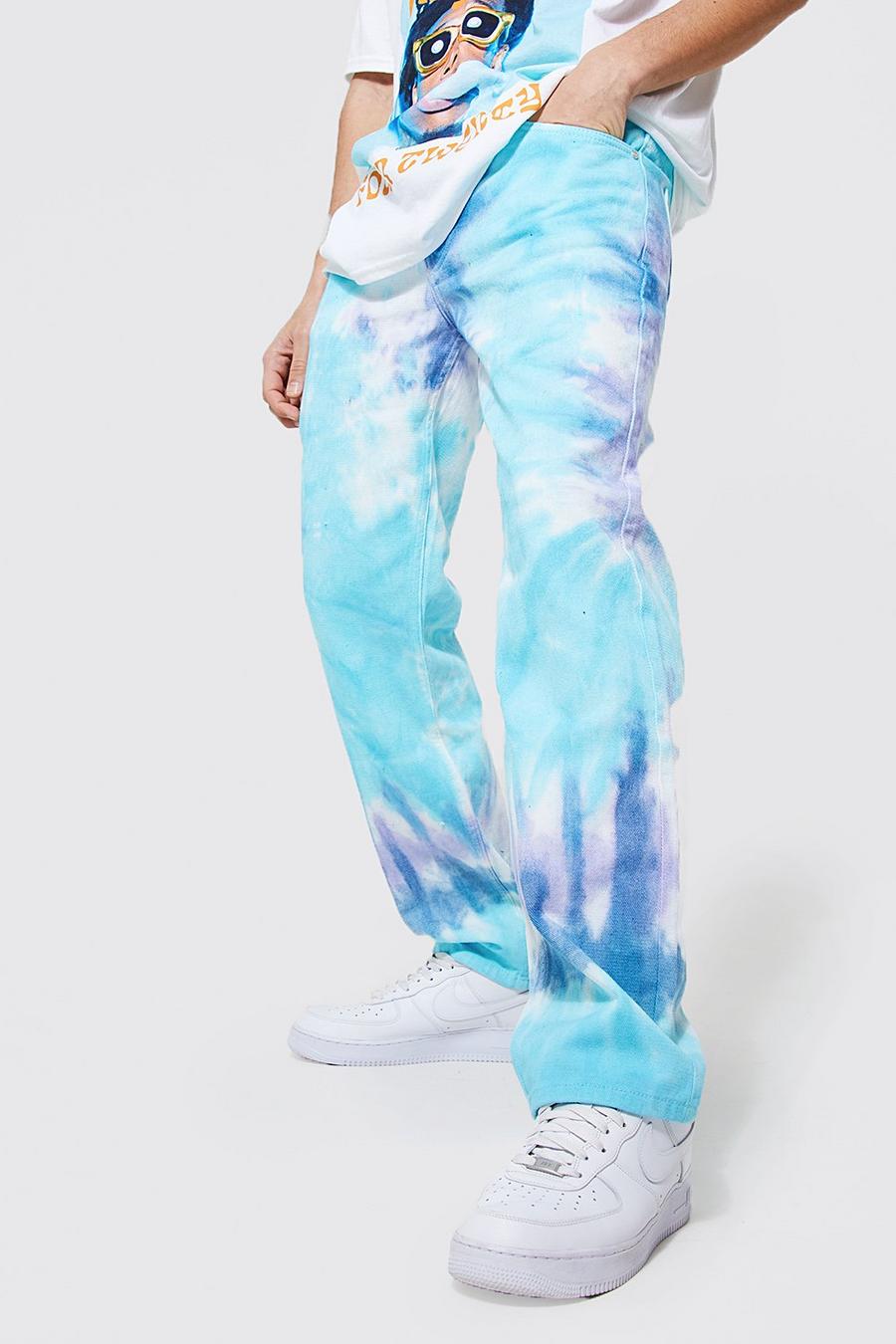 Lilac violet Relaxed Fit Tie Dye Jeans  image number 1