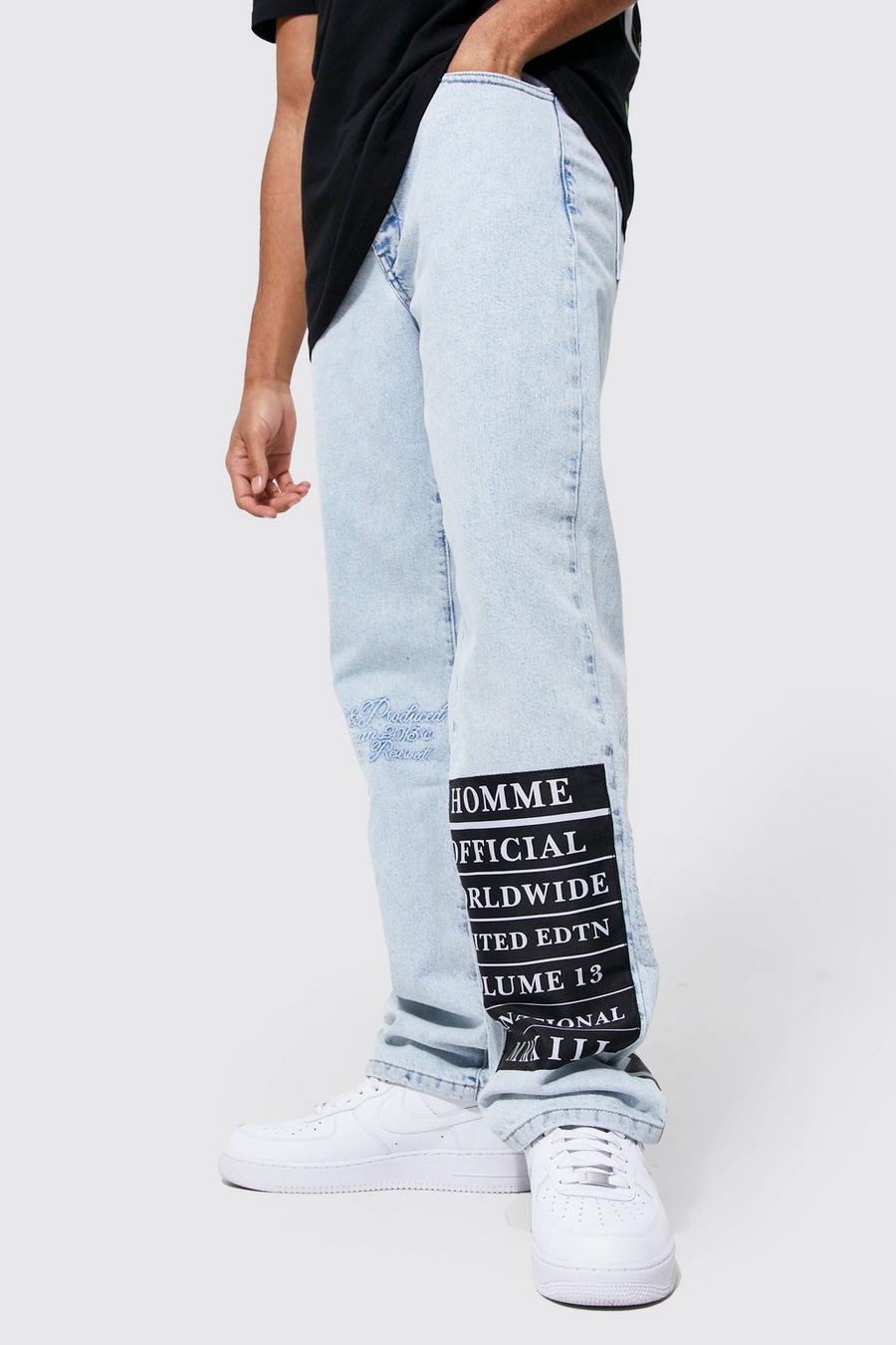 Ice blue Relaxed Fit Photo Print Jeans 