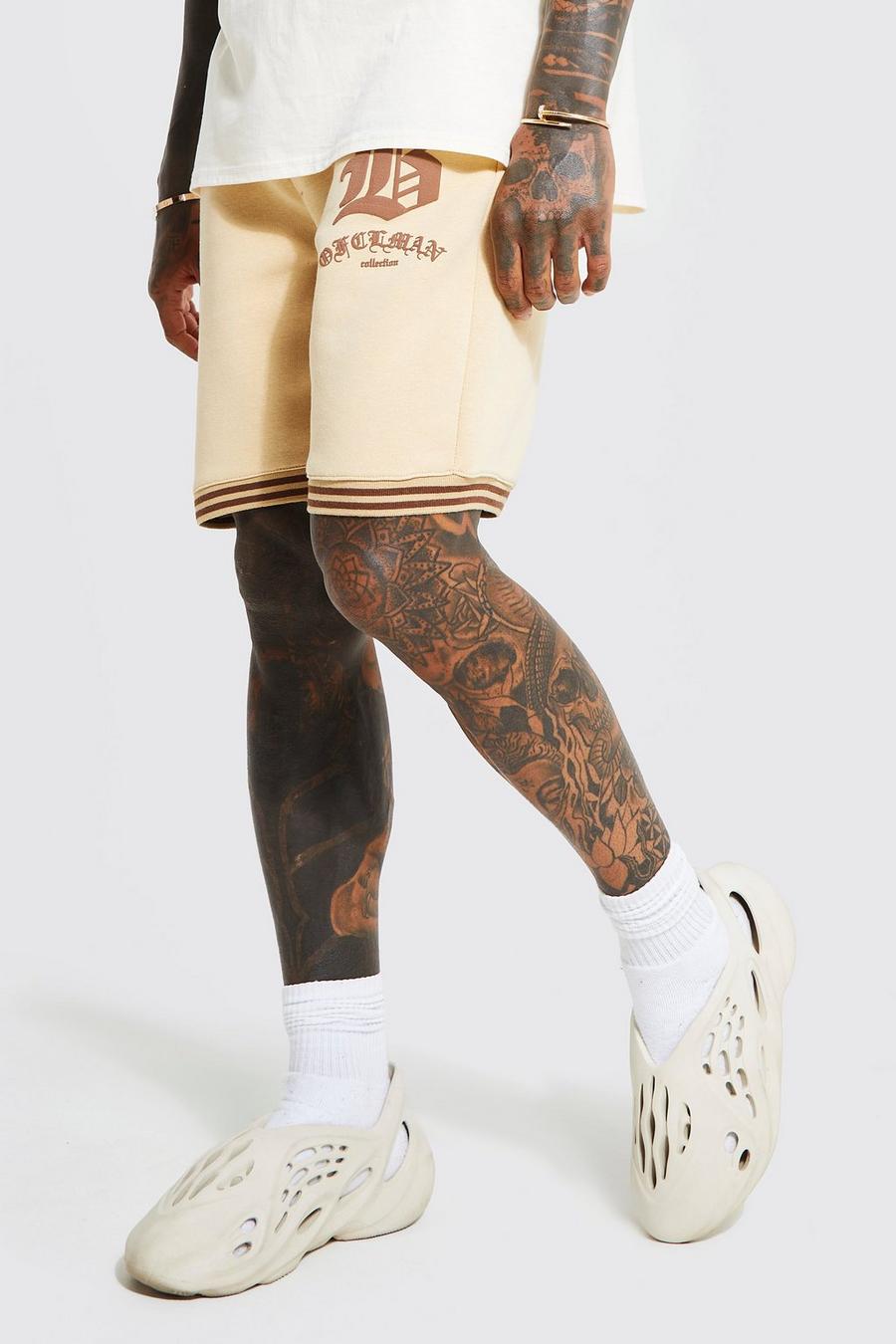 Official Man Shorts mit Sport-Streifen, Sand beige