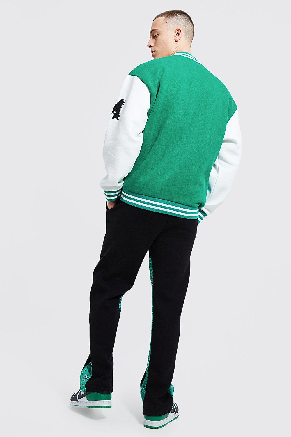 Oversized Badge Jersey Varsity Bomber Jacket