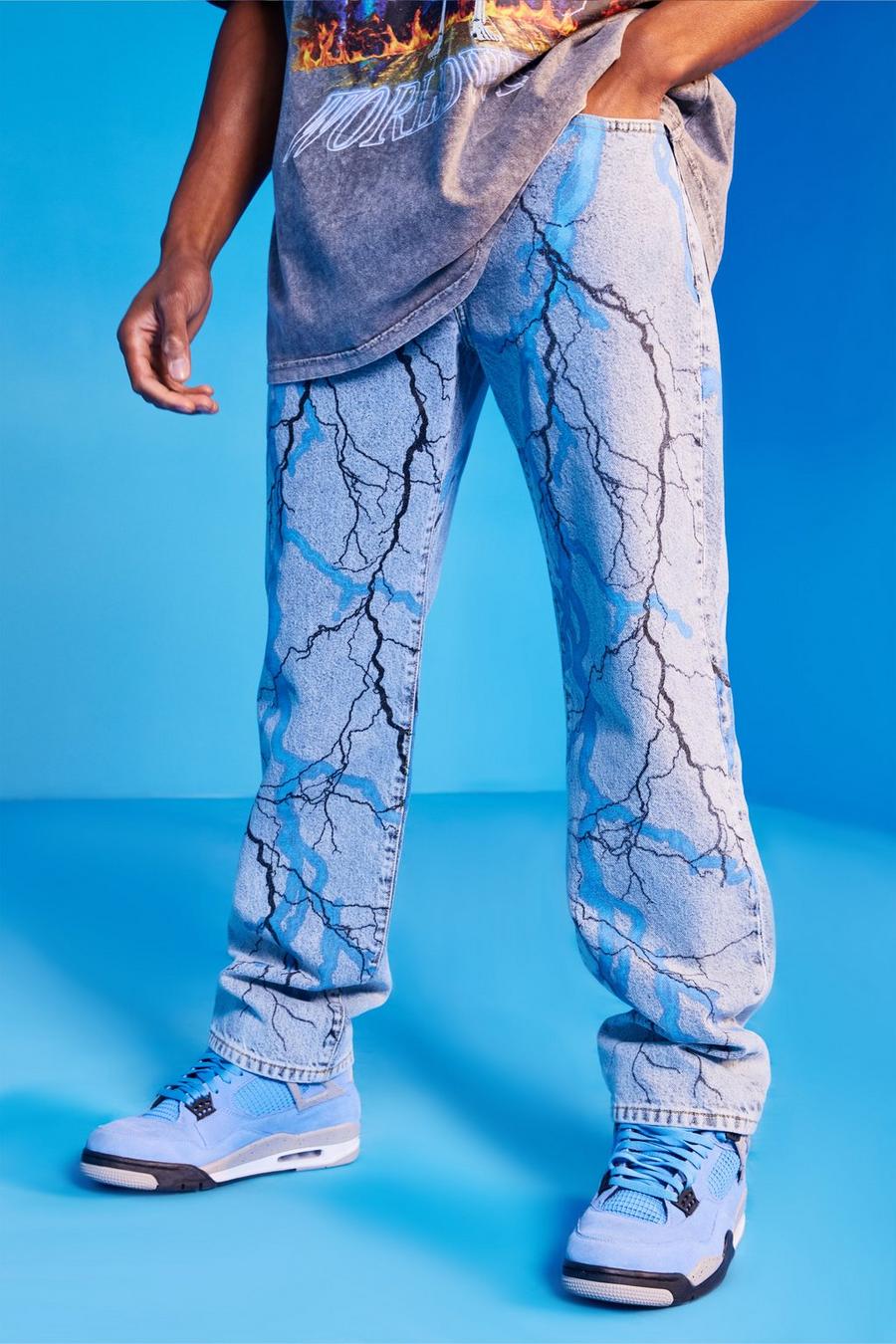 Ice blue Relaxed Fit Blue Lightning Jeans  image number 1
