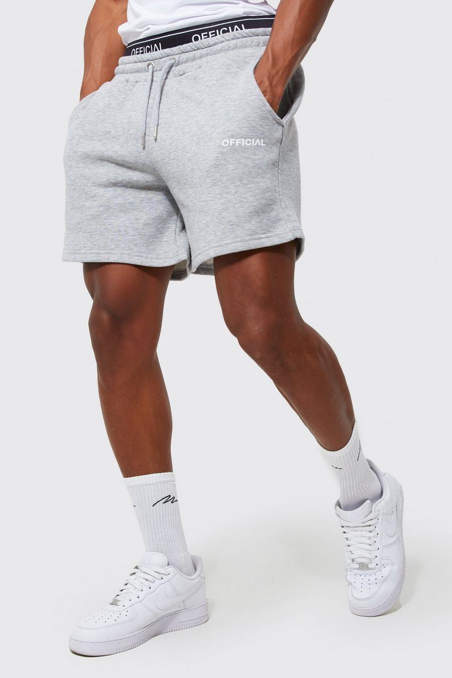 Grey marl Loose Fit Official Double Waistband Short image number 1