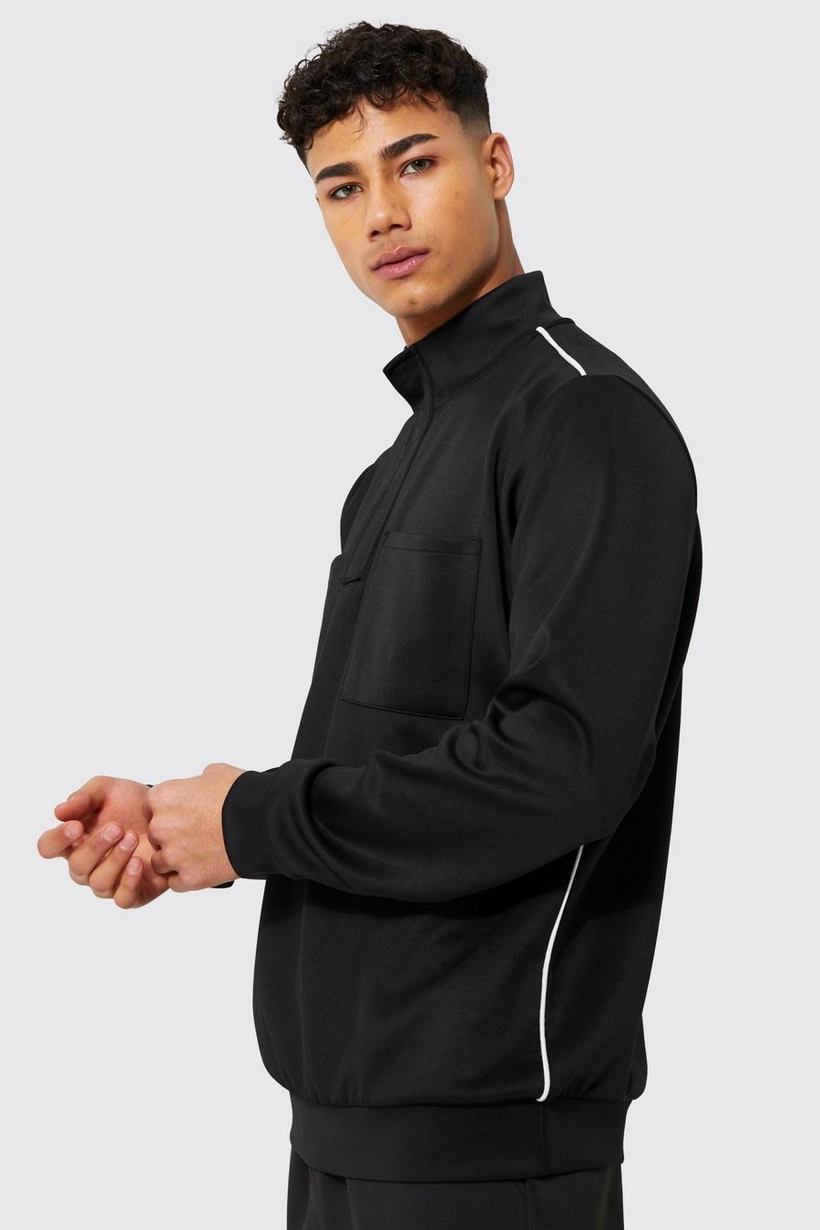 Black Smart Scuba Half Zip Top With Piping image number 1