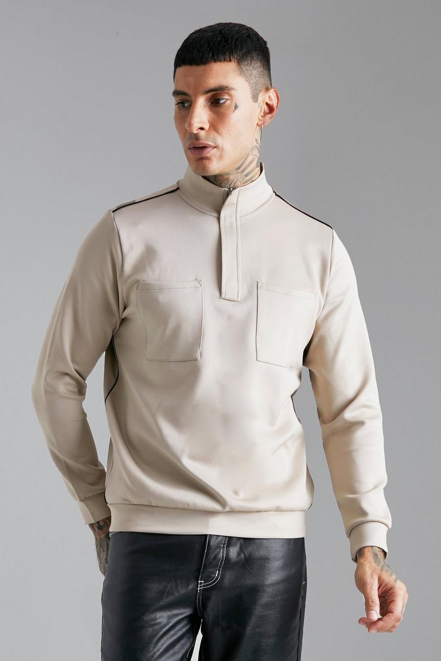 Stone Smart Scuba Half Zip Top With Piping image number 1