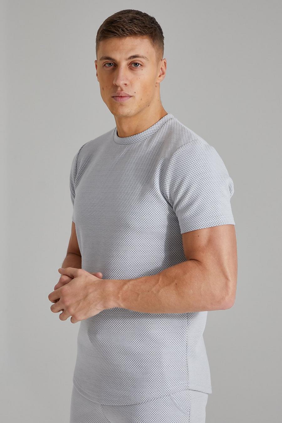 White Slim Fit Waffle T-shirt image number 1