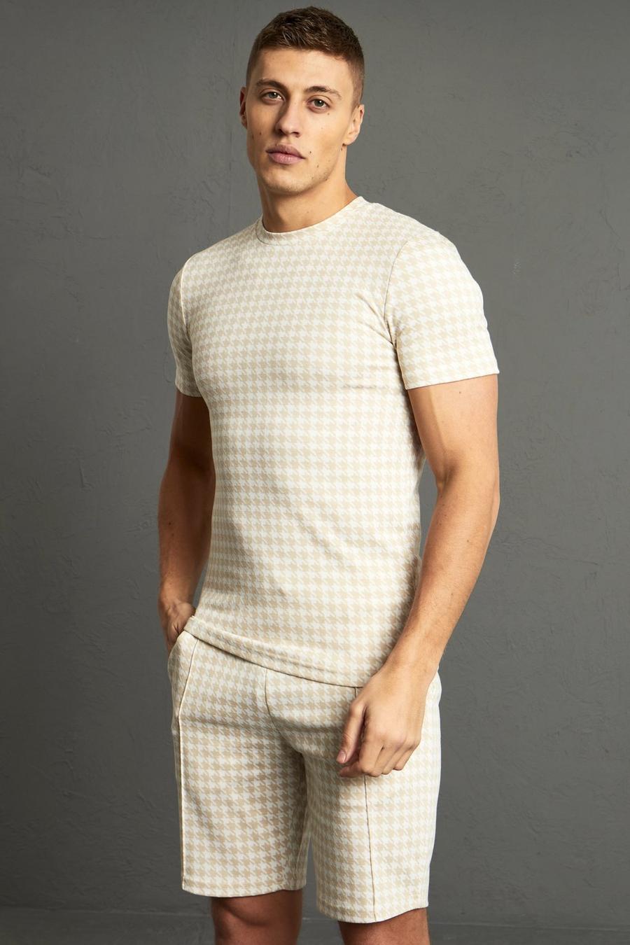 Stone Muscle Fit Houndstooth Jacquard T-shirt image number 1