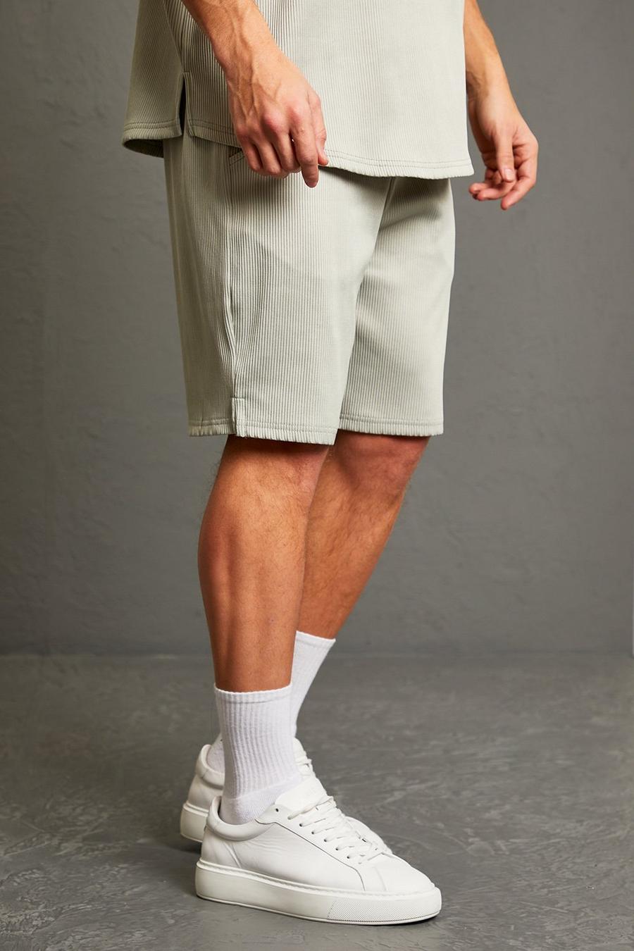Pantalón corto plisado de baloncesto con cintura elástica doble, Sage gerde image number 1