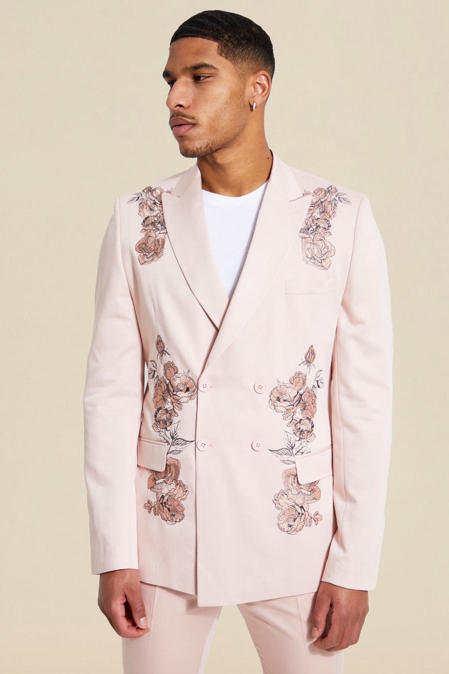 Pink Tall Double Breasted Slim Suit Jacket image number 1