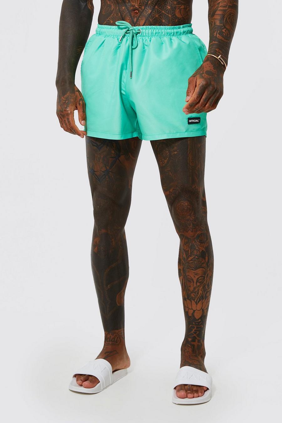 Mint Short Length Official Tab Swim Shorts image number 1