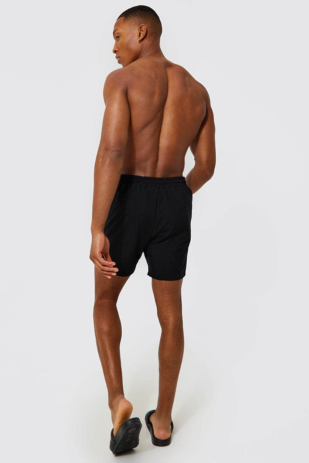 mens plain black swim shorts