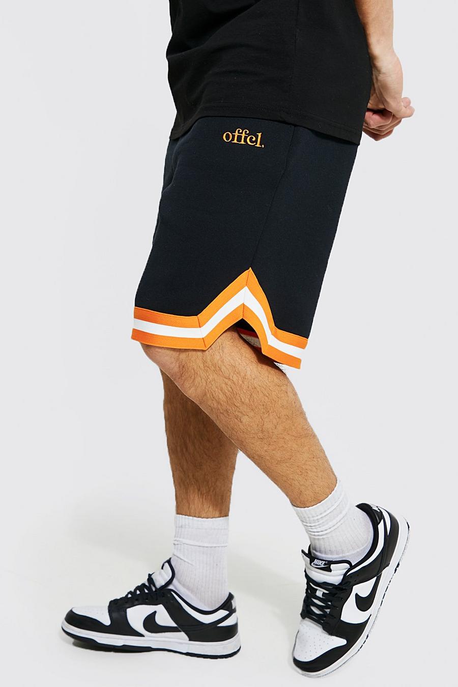 Black Oversized Ofcl Jersey Shorts With Tape image number 1