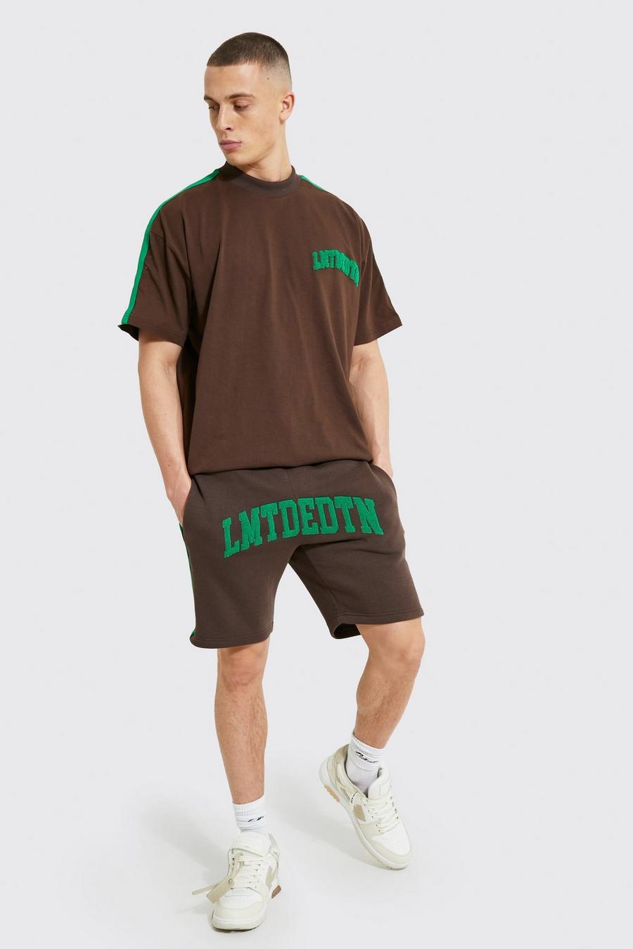 Chocolate brown Oversized Lmted Edtn T-Shirt En Shorts Set