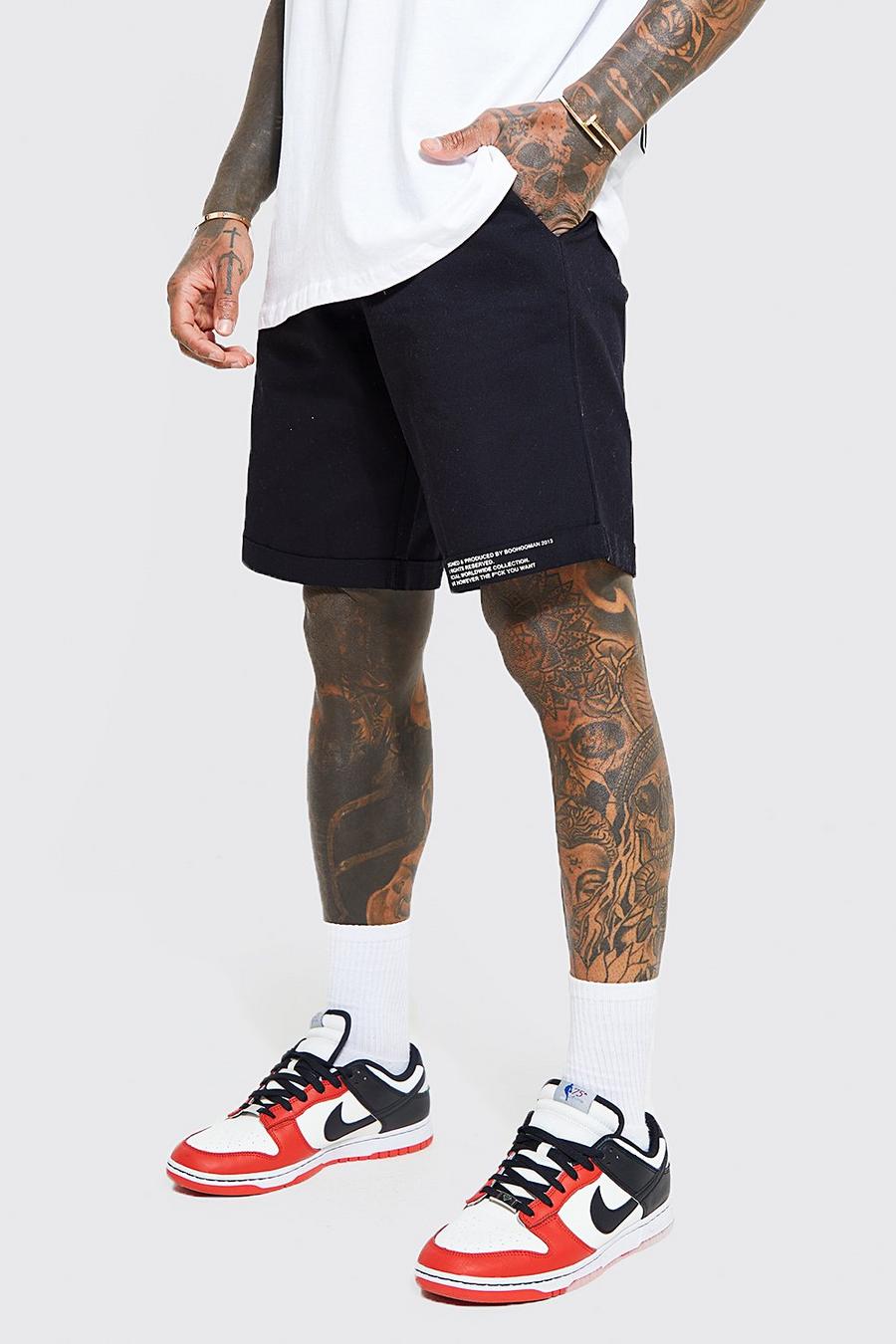 Black Relaxed Fit Printed Chino Shorts  image number 1