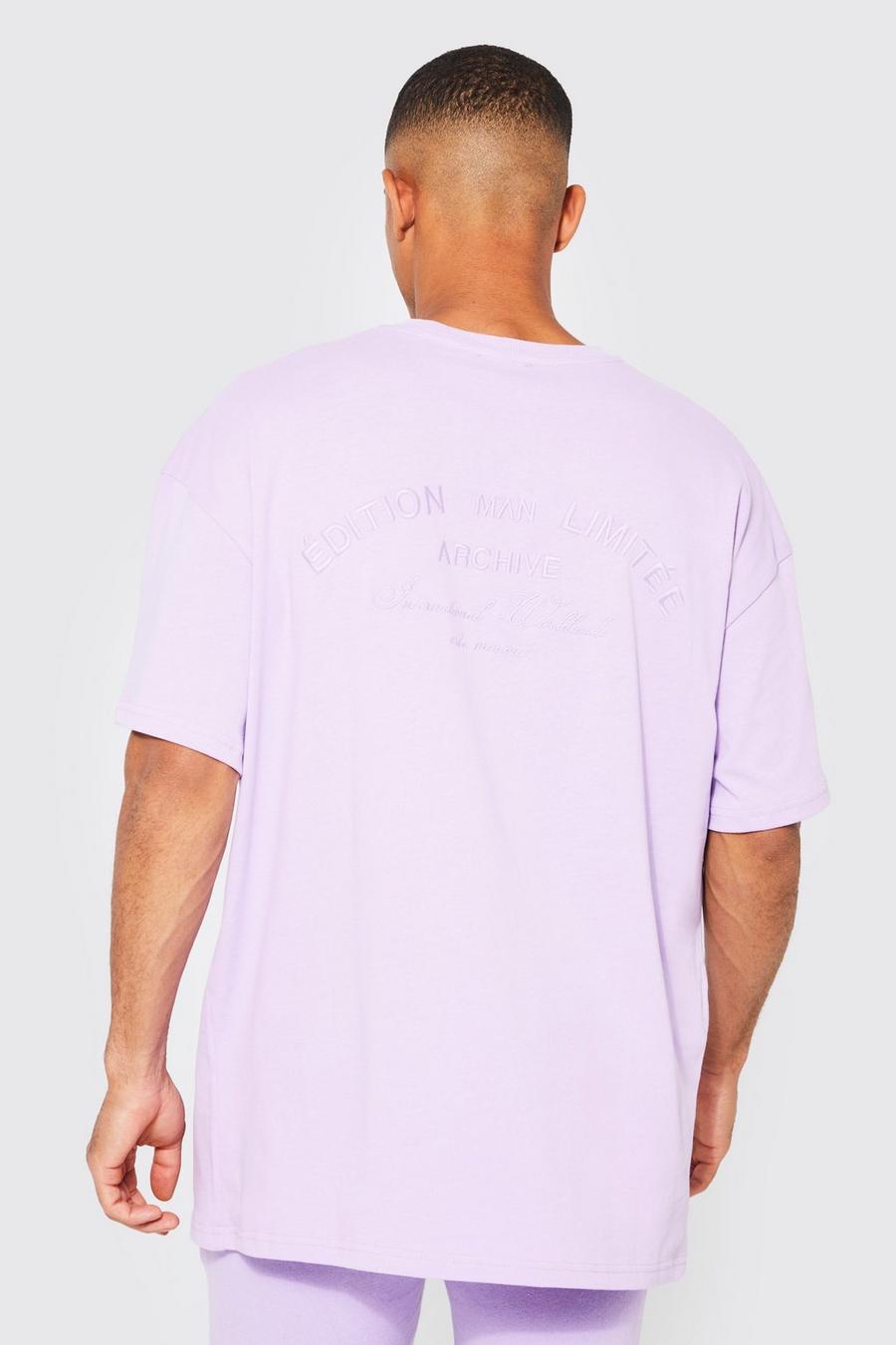 Lilac Oversized Overdyed Man Embroidered T-shirt image number 1