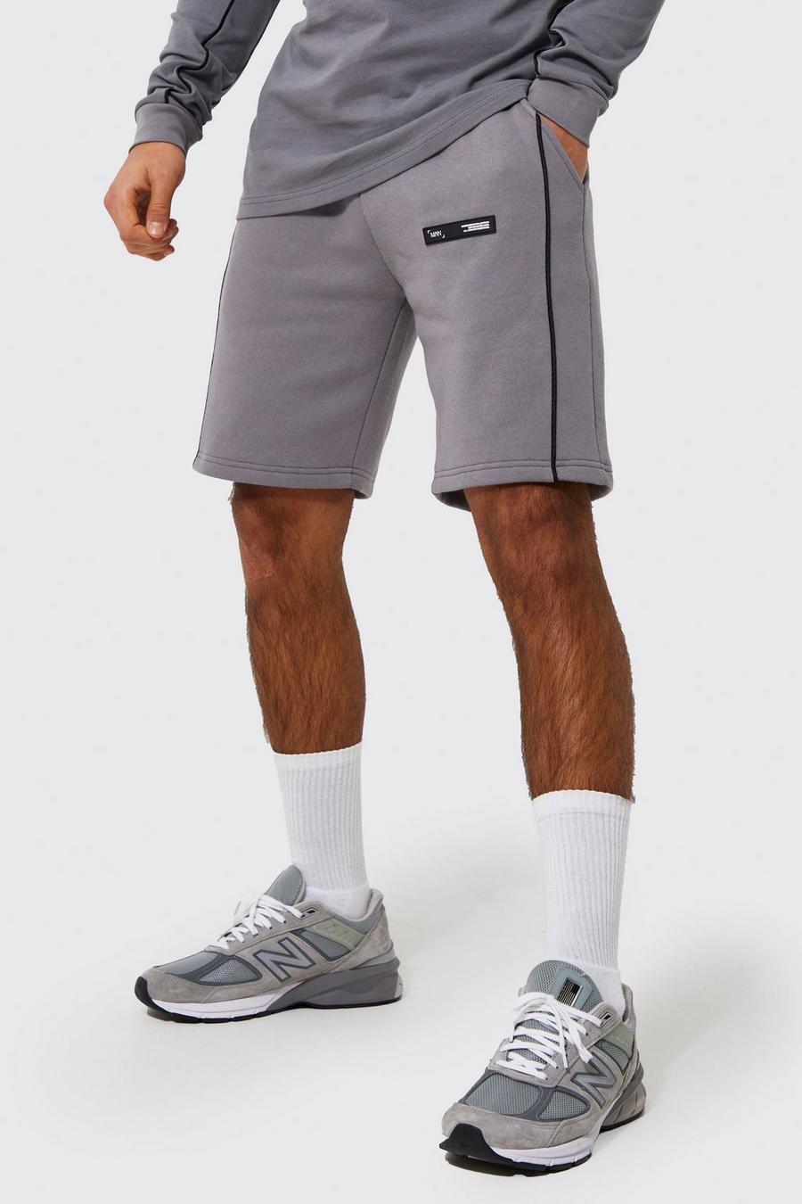 Lockere Shorts mit Paspeln, Charcoal gris