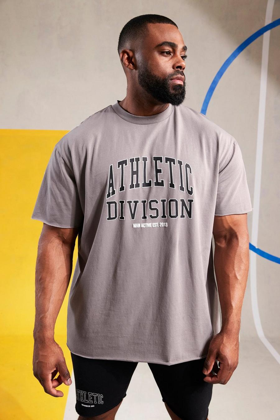 Grey gris Man Active Gym Athletic Oversized T Shirt
