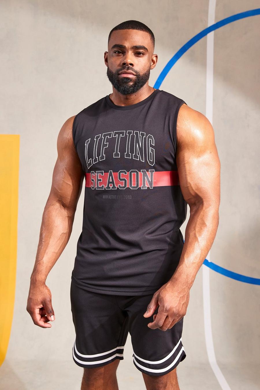Black Man Active Gym Performance Varsity Vest image number 1