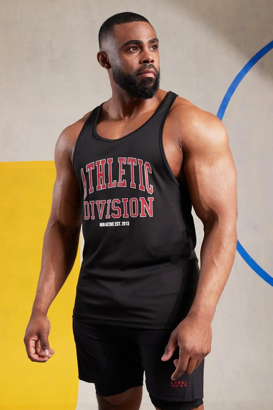 Black Man Active Gym Varsity Stringer Vest image number 1
