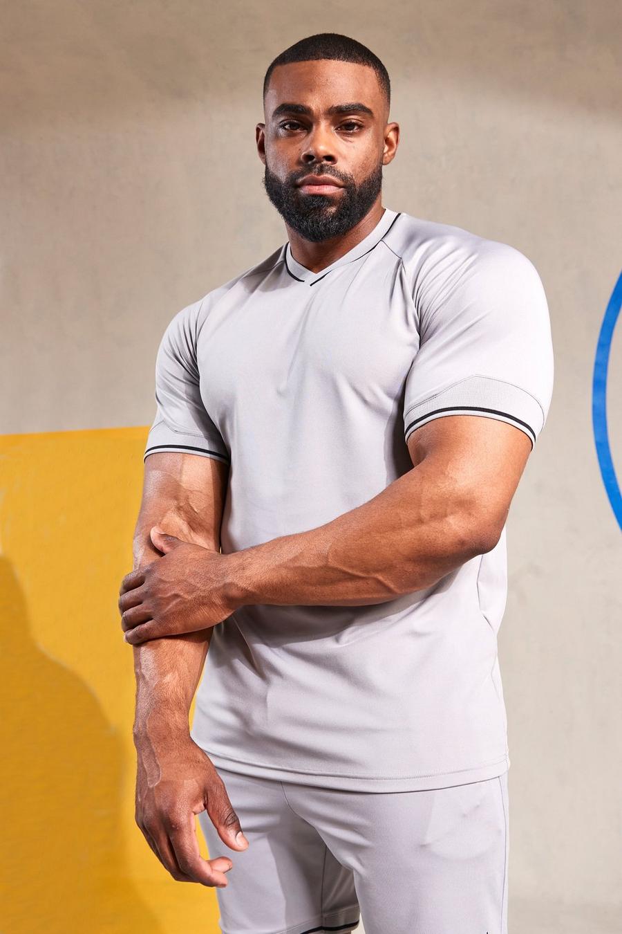 Camiseta MAN Active deportiva de canalé resistente, Grey grigio