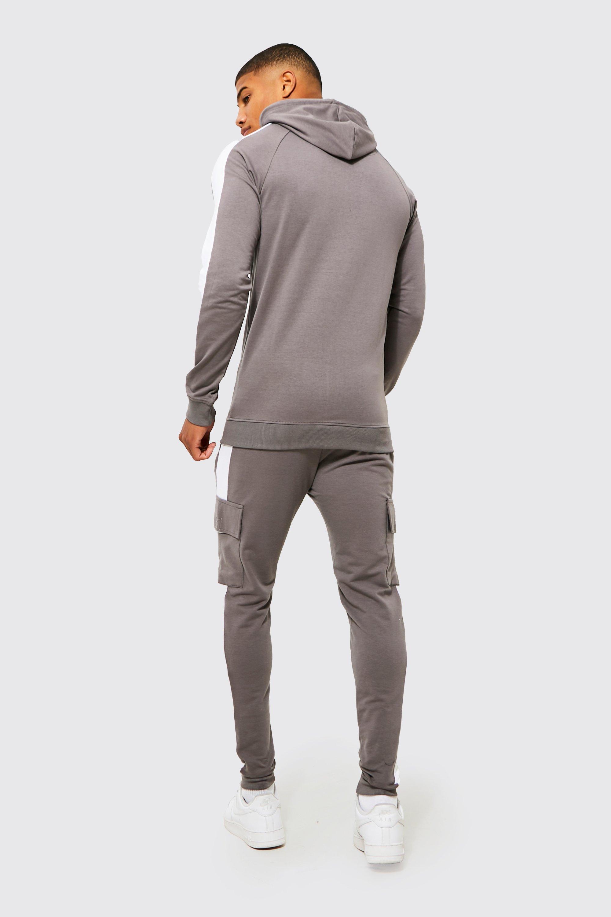 Man Muscle Fit Tracksuit With Cargo Pocket boohoo NO