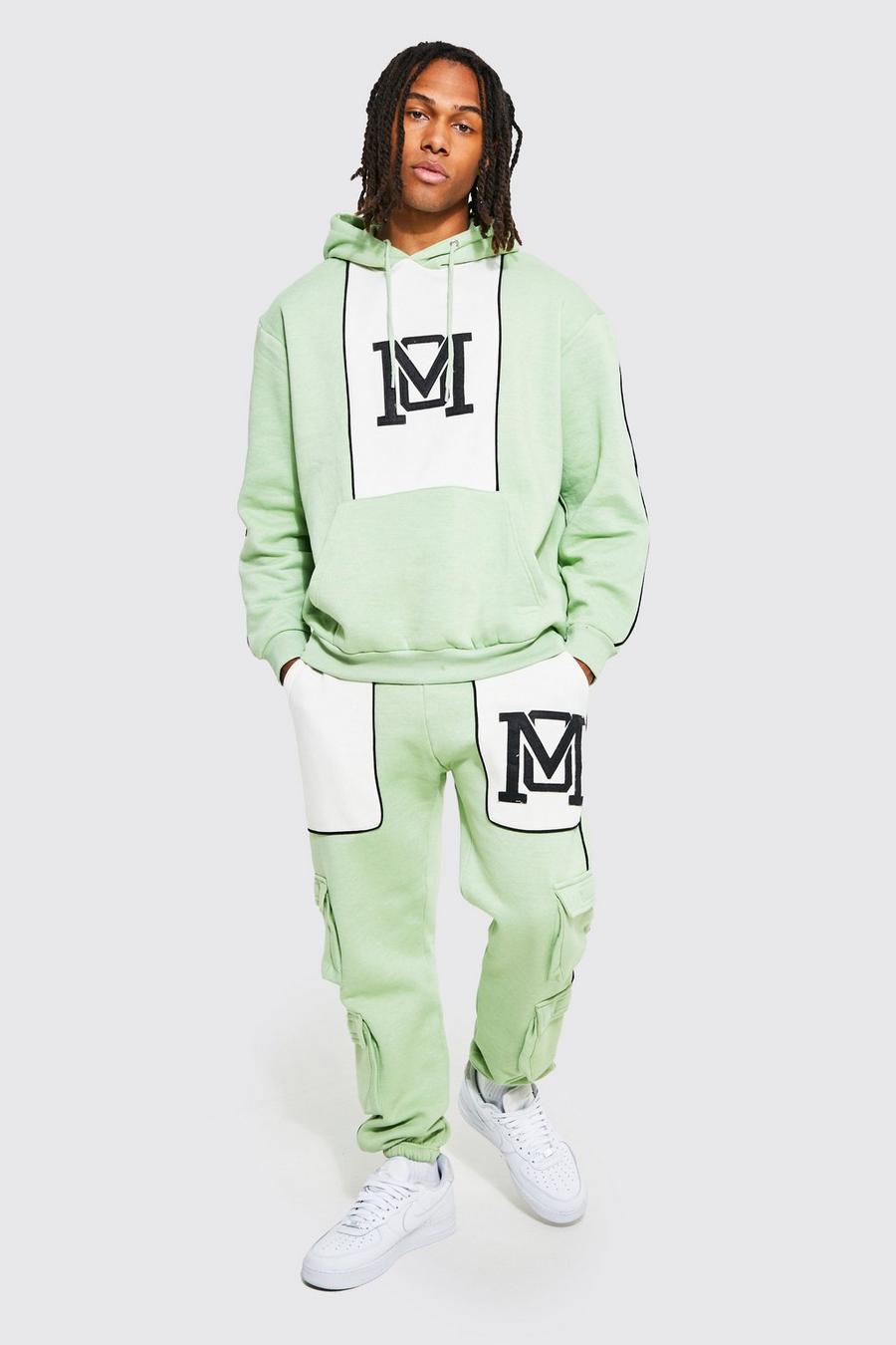 Oversized Man Applique Cargo Tracksuit | boohoo