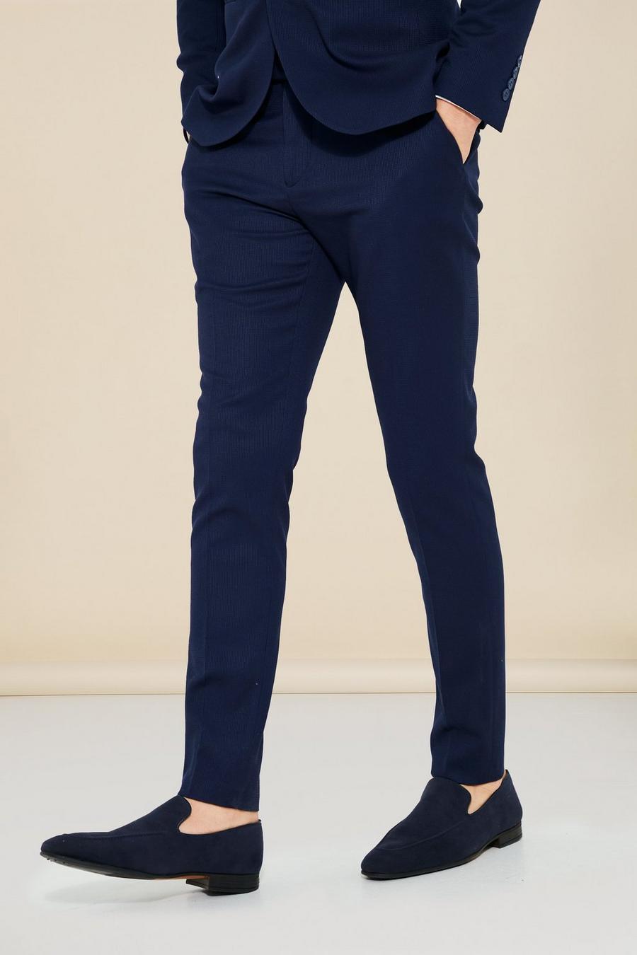Navy Super Skinny Seersucker Suit Trousers image number 1