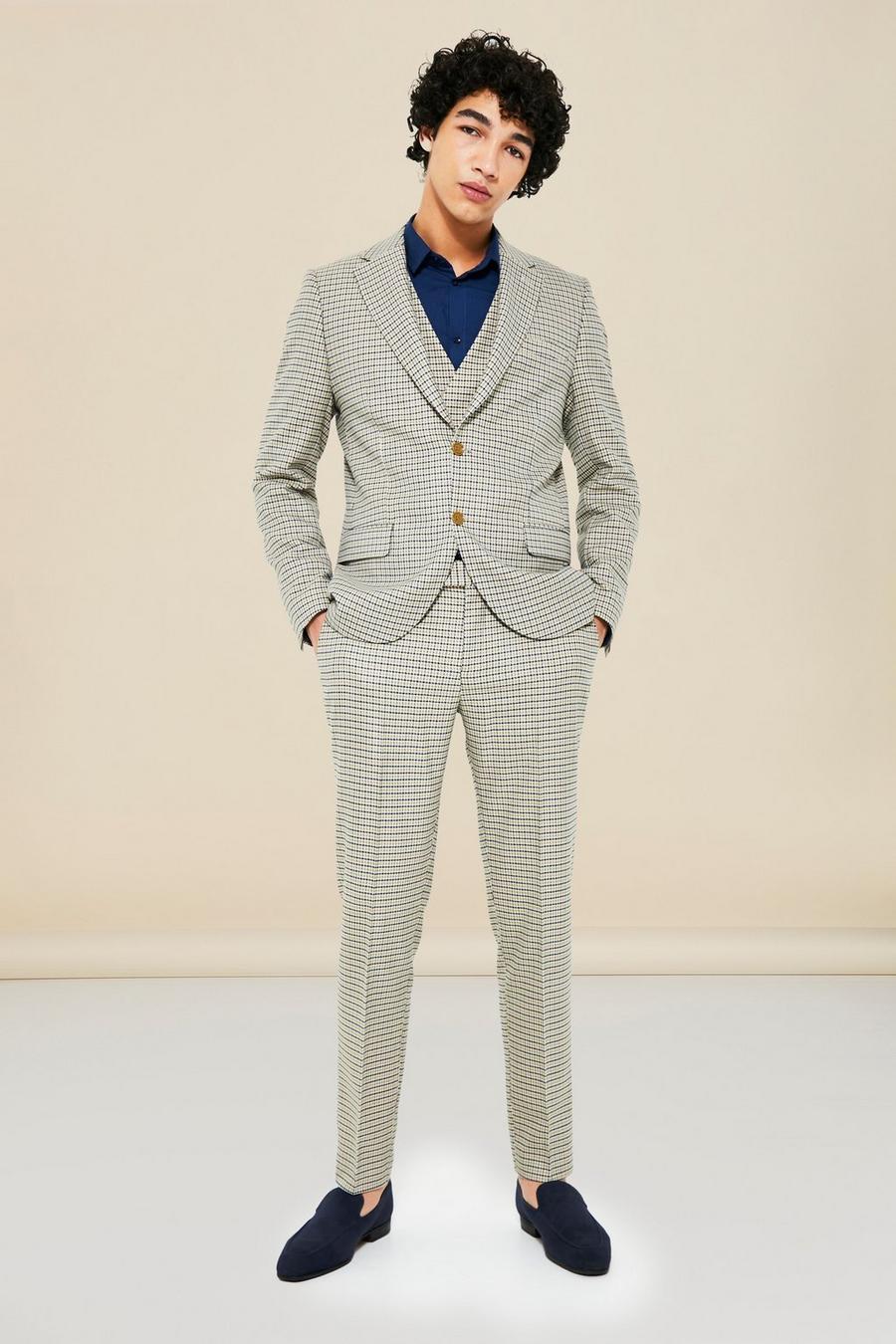 Multi multicolor Slim Dogstooth Suit Trousers