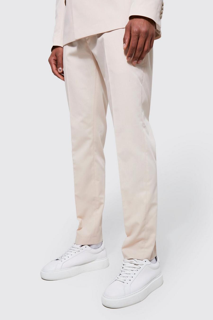 Beige Slim Suit Trousers image number 1