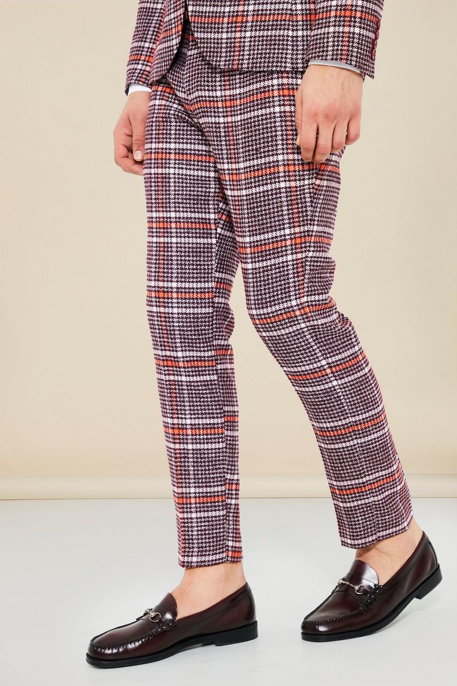 Purple Skinny Check Crop Suit Trousers image number 1
