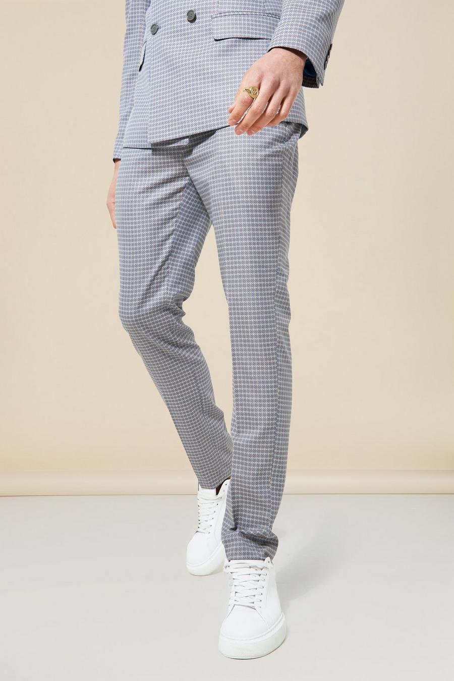 חאקי kaki מכנסי חליפה עם הדפס משבצות בגזרה צרה